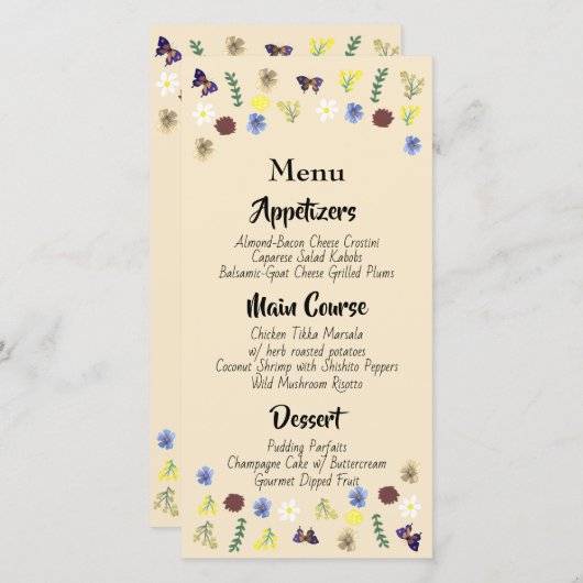 Botanische Bloementuin Eierschaal Trouwmenu (Voorkant / Achterkant)