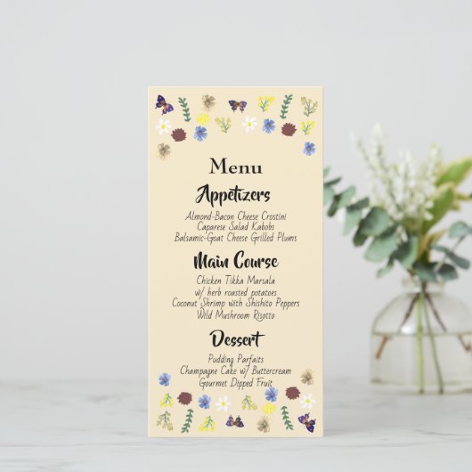 Botanische Bloementuin Eierschaal Trouwmenu (Staand voorkant)