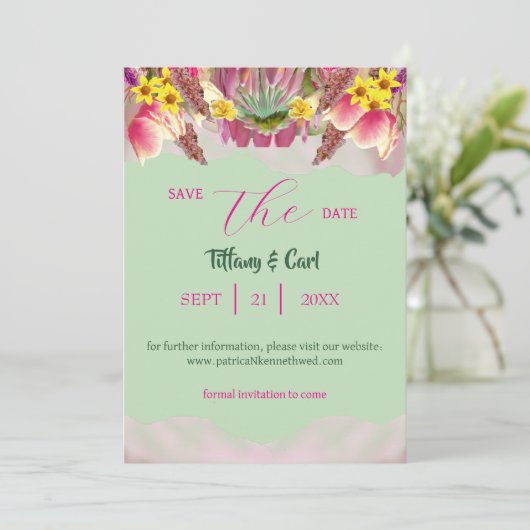 Botanische Bloementuin Munt Save-the-Date Kaart (Staand voorkant)