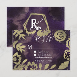 Botanische bloementuin roze goud paarse bruiloft kaart