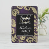 Botanische bloementuin roze goud paarse bruiloft kaart (Staand voorkant)