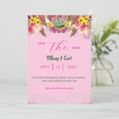 Botanische Bloementuin Roze Save-the-Date Kaart (Staand voorkant)