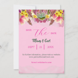 Botanische Bloementuin Roze Save-the-Date Kaart