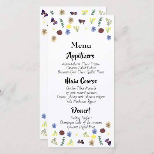 Botanische Bloementuin White Wedding Menu (Voorkant / Achterkant)