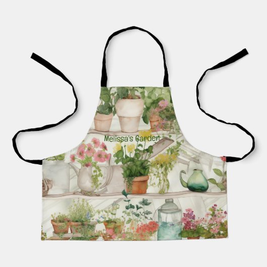 Botanische Bloemenvaas Tuin Planten Waterverf Schort (Voorkant)