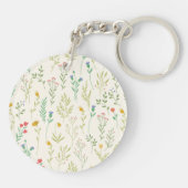 Botanische Bloemenveer Bloemen Acryl Sleutelhanger (Achterkant)