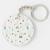 Botanische Bloemenveer Bloemen Acryl Sleutelhanger (Achterkant)