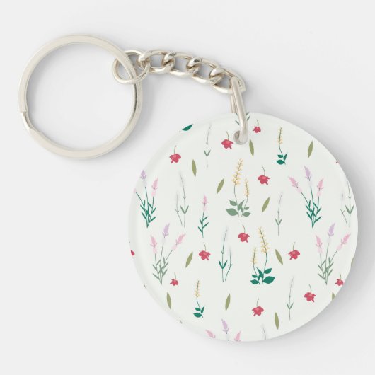 Botanische Bloemenveer Bloemen Acryl Sleutelhanger (Voorkant)