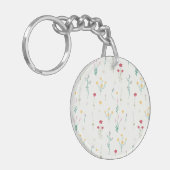 Botanische Bloemenveer Bloemen Acryl Sleutelhanger (Voorkant Links)
