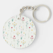 Botanische Bloemenveer Bloemen Acryl Sleutelhanger (Achterkant)