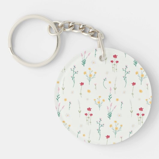 Botanische Bloemenveer Bloemen Acryl Sleutelhanger (Voorkant)