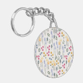 Botanische Bloemenveer Bloemen Acryl Sleutelhanger (Voorkant Links)
