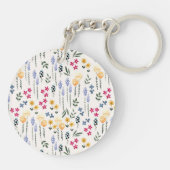 Botanische Bloemenveer Bloemen Acryl Sleutelhanger (Achterkant)