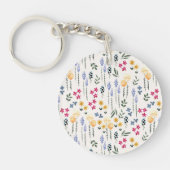 Botanische Bloemenveer Bloemen Acryl Sleutelhanger (Voorkant)