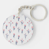 Botanische Bloemenveer Bloemen Acryl Sleutelhanger (Achterkant)