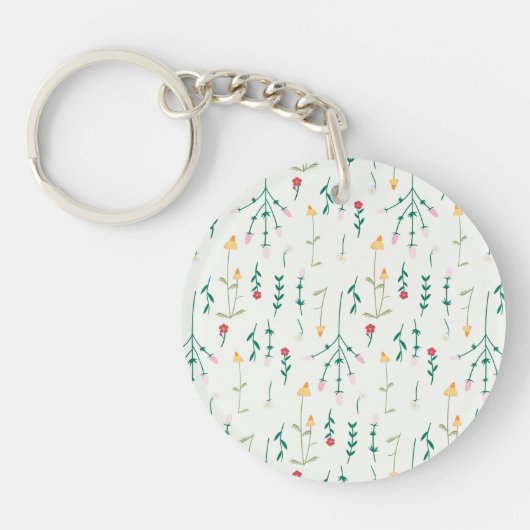 Botanische Bloemenveer Bloemen Acryl Sleutelhanger (Voorkant)