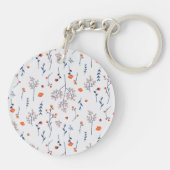 Botanische Bloemenveer Bloemen Acryl Sleutelhanger (Achterkant)