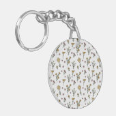 Botanische Bloemenveer Bloemen Acryl Sleutelhanger (Voorkant Links)