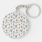 Botanische Bloemenveer Bloemen Acryl Sleutelhanger (Achterkant)