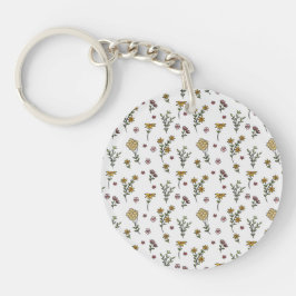 Botanische Bloemenveer Bloemen Acryl Sleutelhanger