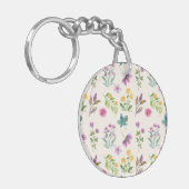 Botanische Bloemenveer Bloemen Acryl Sleutelhanger (Voorkant Links)