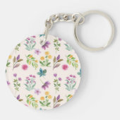 Botanische Bloemenveer Bloemen Acryl Sleutelhanger (Achterkant)