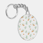 Botanische Bloemenveer Bloemen Acryl Sleutelhanger (Voorkant Links)