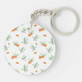 Botanische Bloemenveer Bloemen Acryl Sleutelhanger (Achterkant)