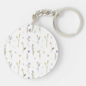 Botanische Bloemenveer Bloemen Acryl Sleutelhanger (Achterkant)