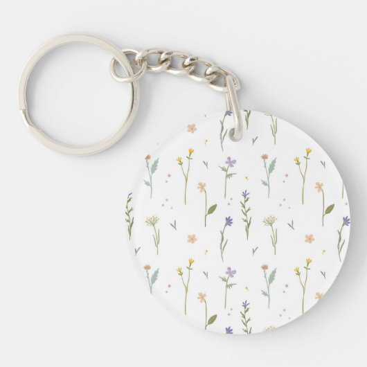 Botanische Bloemenveer Bloemen Acryl Sleutelhanger (Voorkant)