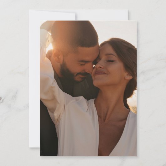 Botanische bloemfoto Zwart-wit bruiloft Kaart (Achterkant)