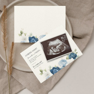 Botanische Bloemige Baby Aankondiging Zwangerschap