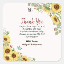 Botanische bloemige baby shower bedankkaart