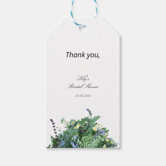 Botanische bloemige bedankkaartjes cadeaulabel (Voorkant)