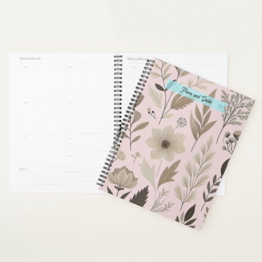 Botanische bloemige blos en taupe planner (Display)