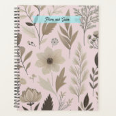 Botanische bloemige blos en taupe planner (Voorkant)
