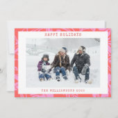 Botanische bloemige boho-kunst roze vakantiefoto feestdagenkaart (Voorkant)