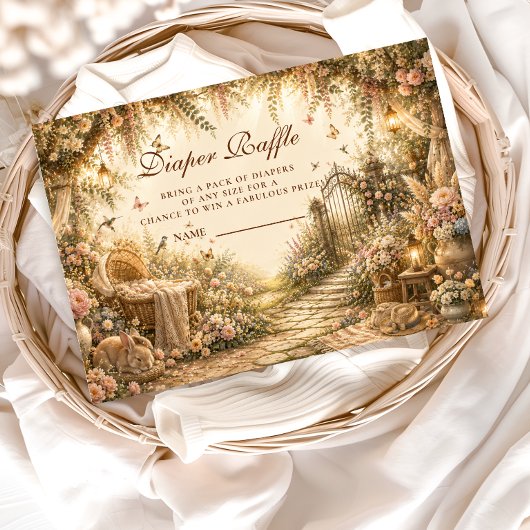 Botanische Bloemige Boho Luier Raffle Informatiekaartje