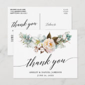 Botanische Bloemige Calligrafie Trouw Dank Je Briefkaart (Voorkant / Achterkant)