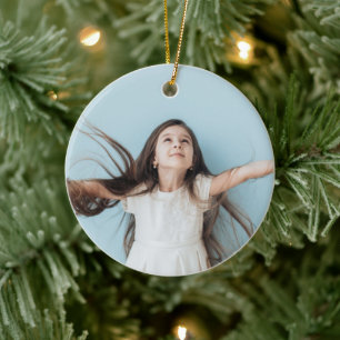 Botanische Bloemige Elegantie Kerst Foto Keramisch Ornament