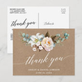 Botanische bloemige kalligrafie trouw Kraft bedank Briefkaart (Voorkant / Achterkant)