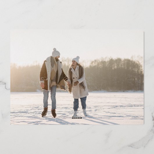Botanische bloemige Kerst Foto op maat goud Folie Feestdagenkaart (Achterkant)