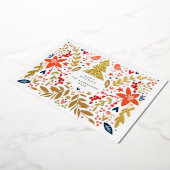 Botanische bloemige Kerst Foto op maat goud Folie Feestdagenkaart (Gedraaid)
