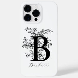 Botanische bloemige monogram letter B naam Case-Mate iPhone 14 Pro Max Hoesje