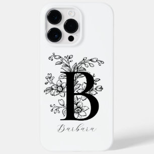 Botanische bloemige monogram letter B naam    Case-Mate iPhone 14 Pro Max Hoesje