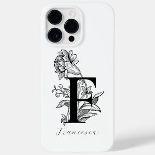Botanische bloemige monogram letter F naam Case-Mate iPhone 14 Pro Max Hoesje