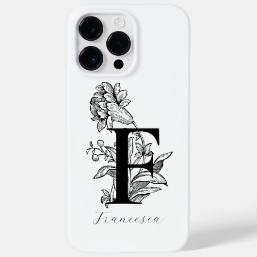 Botanische bloemige monogram letter F naam Case-Mate iPhone Case (Achterkant)
