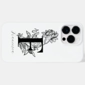 Botanische bloemige monogram letter F naam Case-Mate iPhone Case (Achterkant (horizontaal))