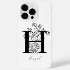 Botanische bloemige monogram letter H naam Case-Mate iPhone 14 Pro Max Hoesje