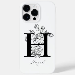 Botanische bloemige monogram letter H naam Case-Mate iPhone 14 Pro Max Hoesje